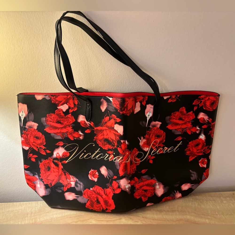Victoria Secret Limited Edition 2019 Large Red Floral Rose Tote Bag